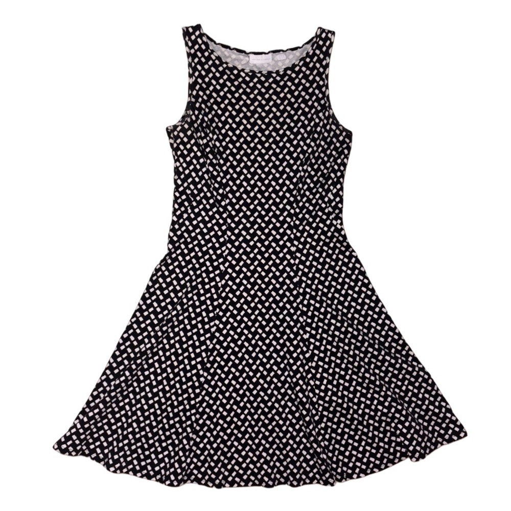 New York & Company Black and White Sleeveless Fit-and-Flare Dress